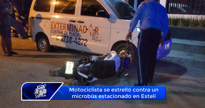 Motociclista se estrelló contra un microbús estacionado en Estelí