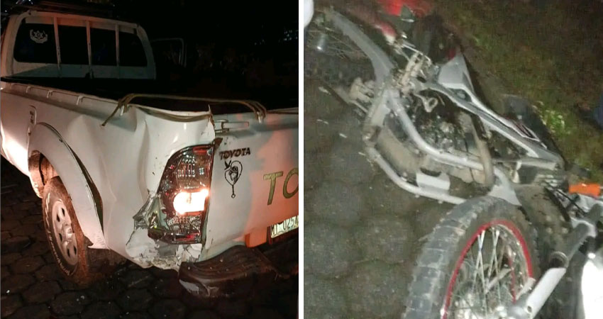 Motocicleta y camioneta involucradas en el accidente. Foto: Cortesía/Radio ABC Stereo Motocicleta y camioneta involucradas en el accidente. Foto: Cortesía/Radio ABC Stereo