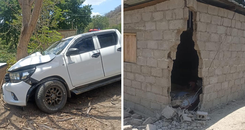 Camioneta impactó contra una vivienda en Telpaneca, Madriz. Foto: Cortesía/Radio ABC Stereo Camioneta impactó contra una vivienda en Telpaneca, Madriz. Foto: Cortesía/Radio ABC Stereo