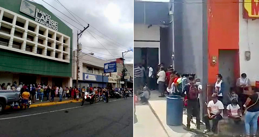 Una parte de las filas para bancos de Matagalpa y Ocotal. Foto: Cortesía/Radio ABC Stereo Una parte de las filas para bancos de Matagalpa y Ocotal. Foto: Cortesía/Radio ABC Stereo