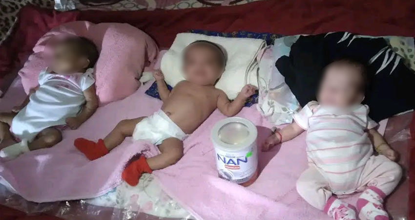 Madre de trillizas pide ayuda para alimentar a sus hijas. Foto: Cortesía/Radio ABC Stereo