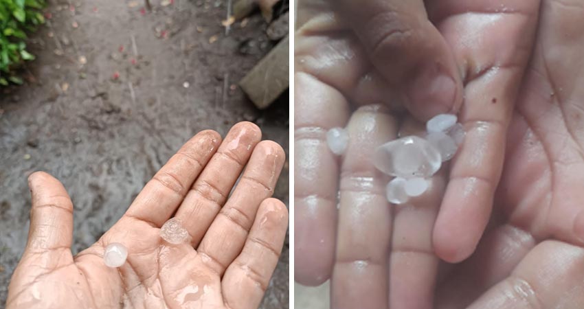 Varios pobladores se mostraron sorprendidos por la caída de granizo. Foto: Cortesía/Radio ABC Stereo Varios pobladores se mostraron sorprendidos por la caída de granizo. Foto: Cortesía/Radio ABC Stereo