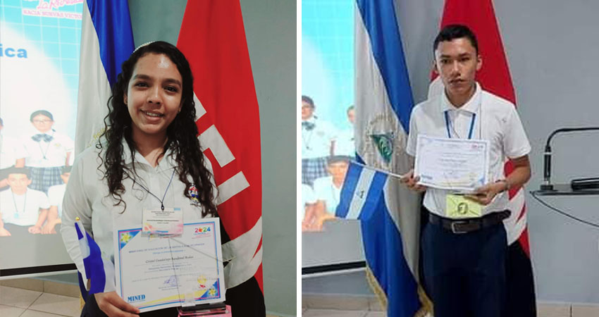 Jordan Urtecho y Cristel Sandoval, Primer Lugar, Olimpiadas Matemáticas. Foto: Cortesía/Radio ABC Stereo